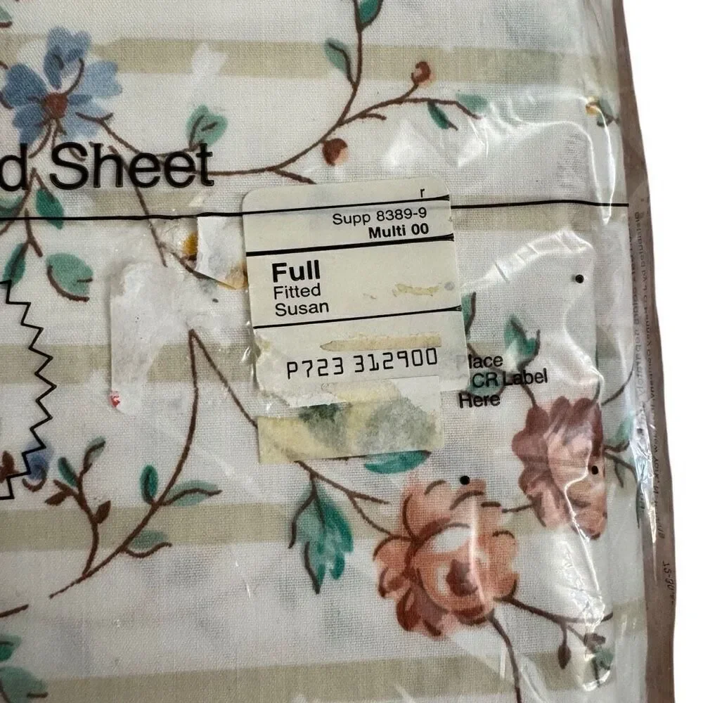 JCPenney Vintage Susan Striped Floral Full Size Fitted & Flat Sheet Set NEW